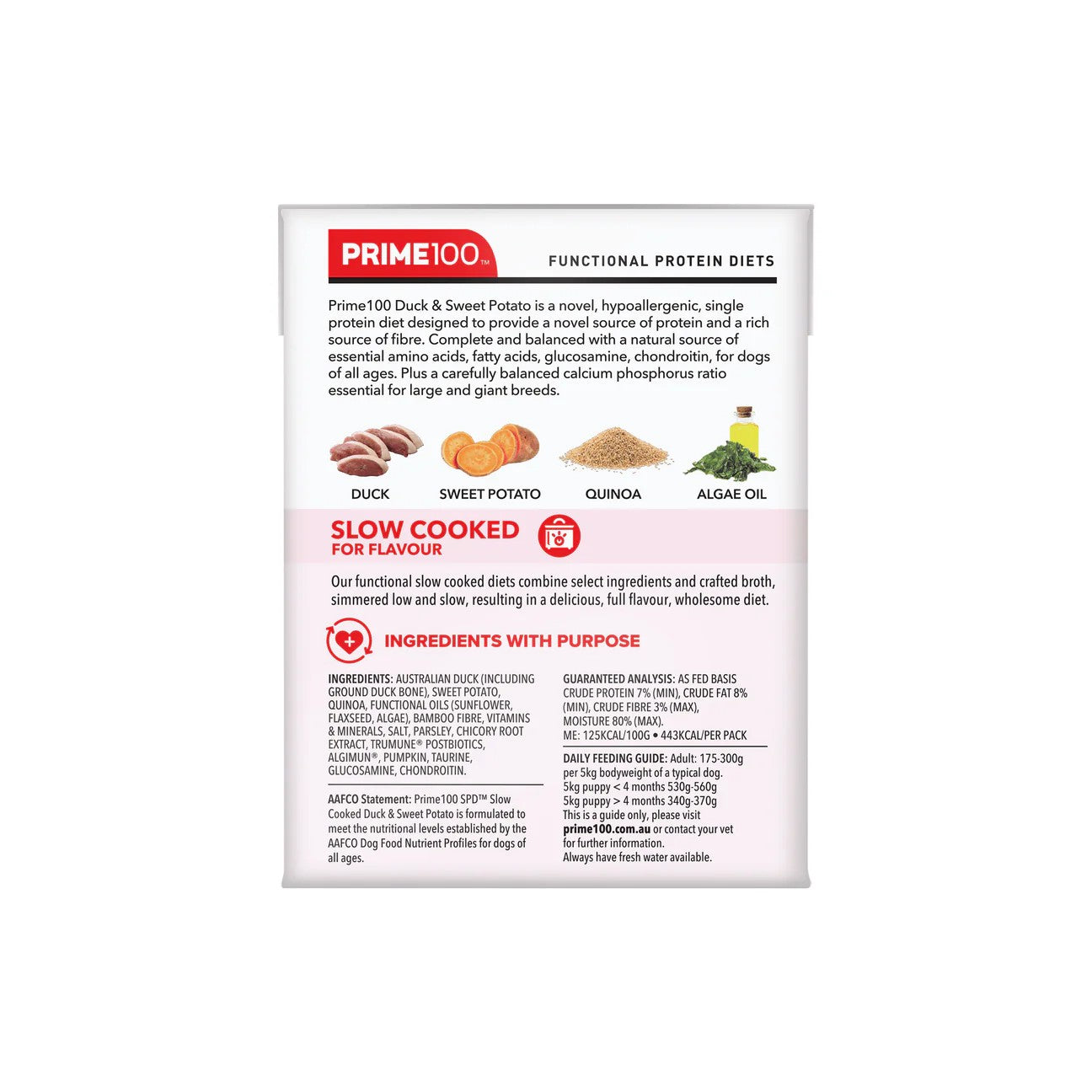 Prime100 SPD Slow Cooked Duck & Sweet Potato 354g