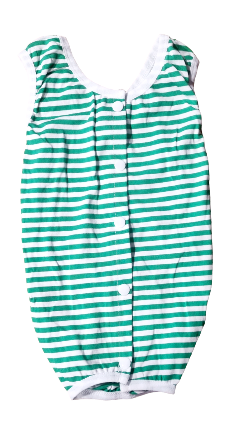 Recovery Suit Dog - Green Stripe Snap Button