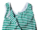Green Stripe Snap Button Dog Recovery Surgical Suits - Mastitis, Weaning, Spey, Neuter