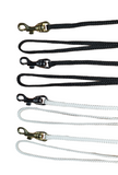 Nylon Cord Show Leads 5mm Flat with Chrome or Gold Clip - Black or White
