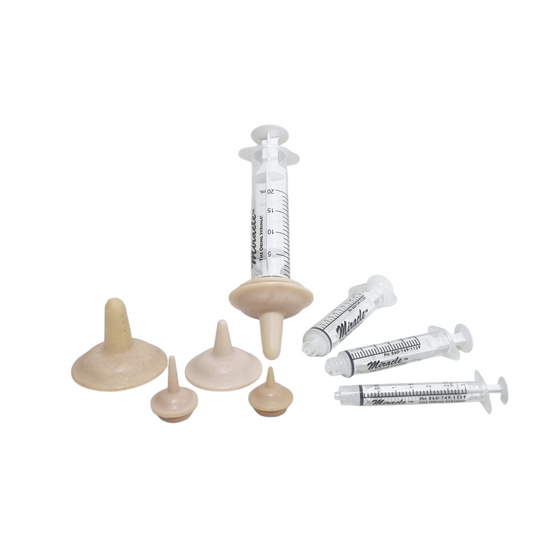Miracle Nipples for Puppies and Kittens in four sizes  on a white background
