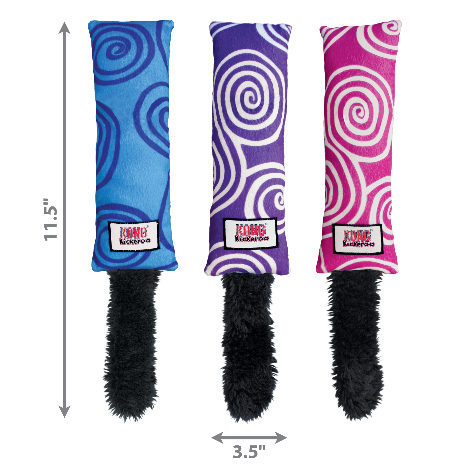 KONG Kickeroo Swirl cat toys with sizes
