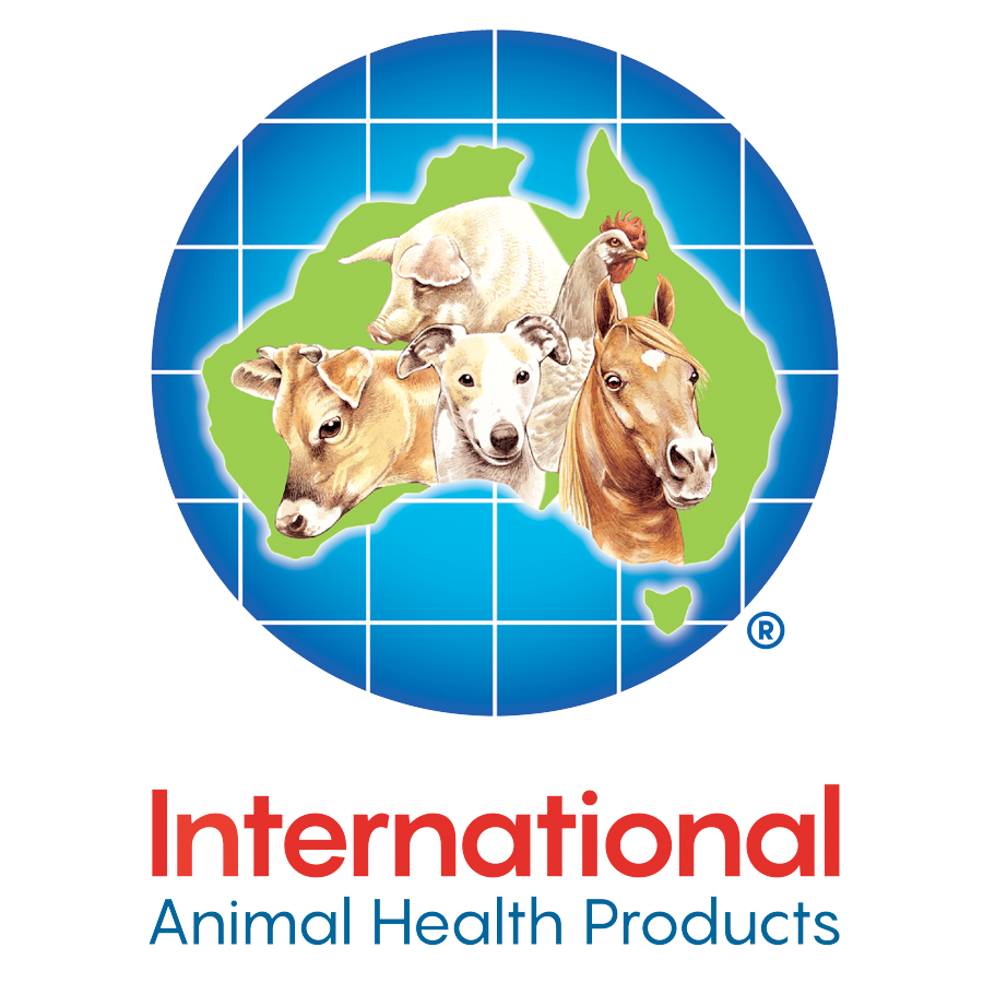 Logo of International Animal Health Products with animals on a map of Australia.