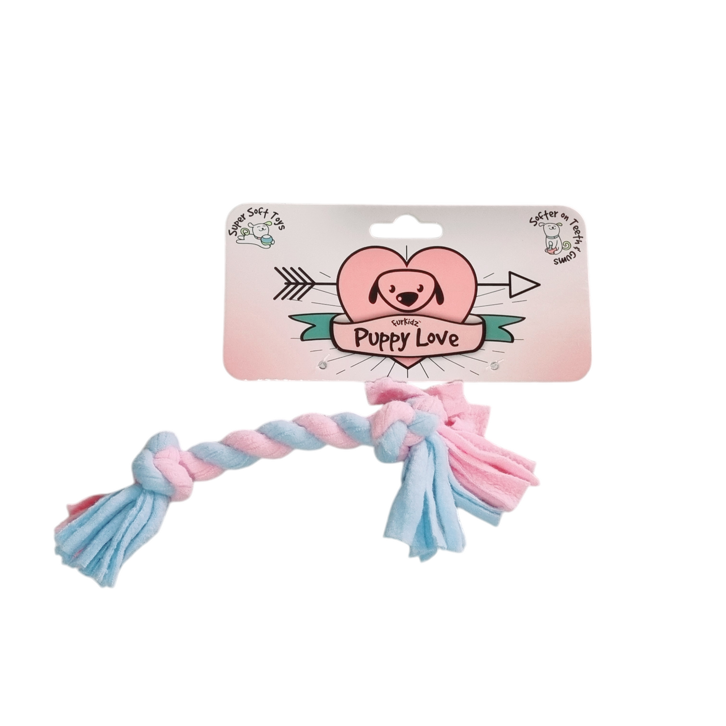Puppy Love Fleece Toy Twin Knot on a white background