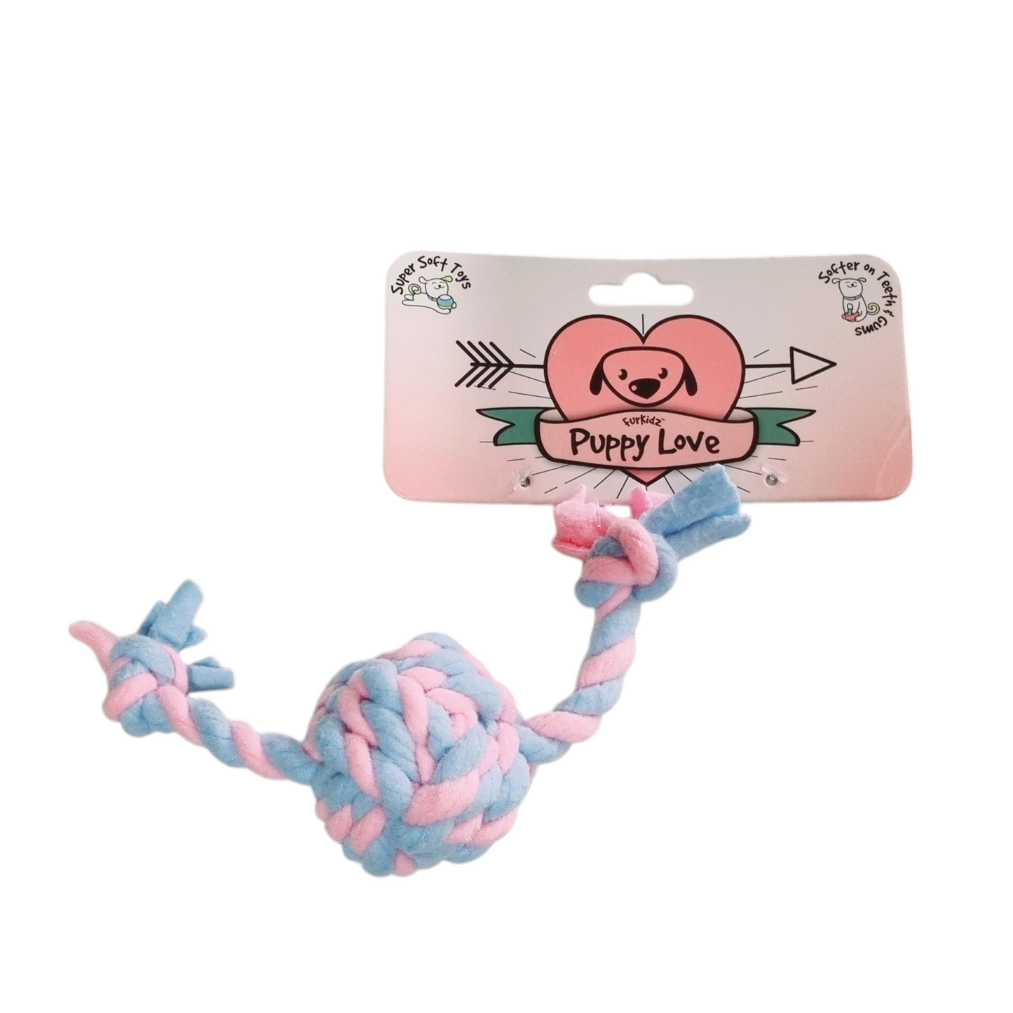 Puppy Love Fleece Toy
Twin Knot With Ball on a white background