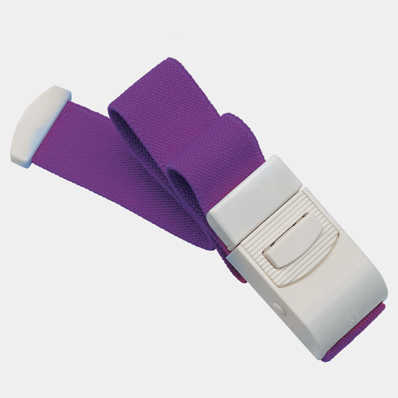 Purple quick release tournique on a light gray background