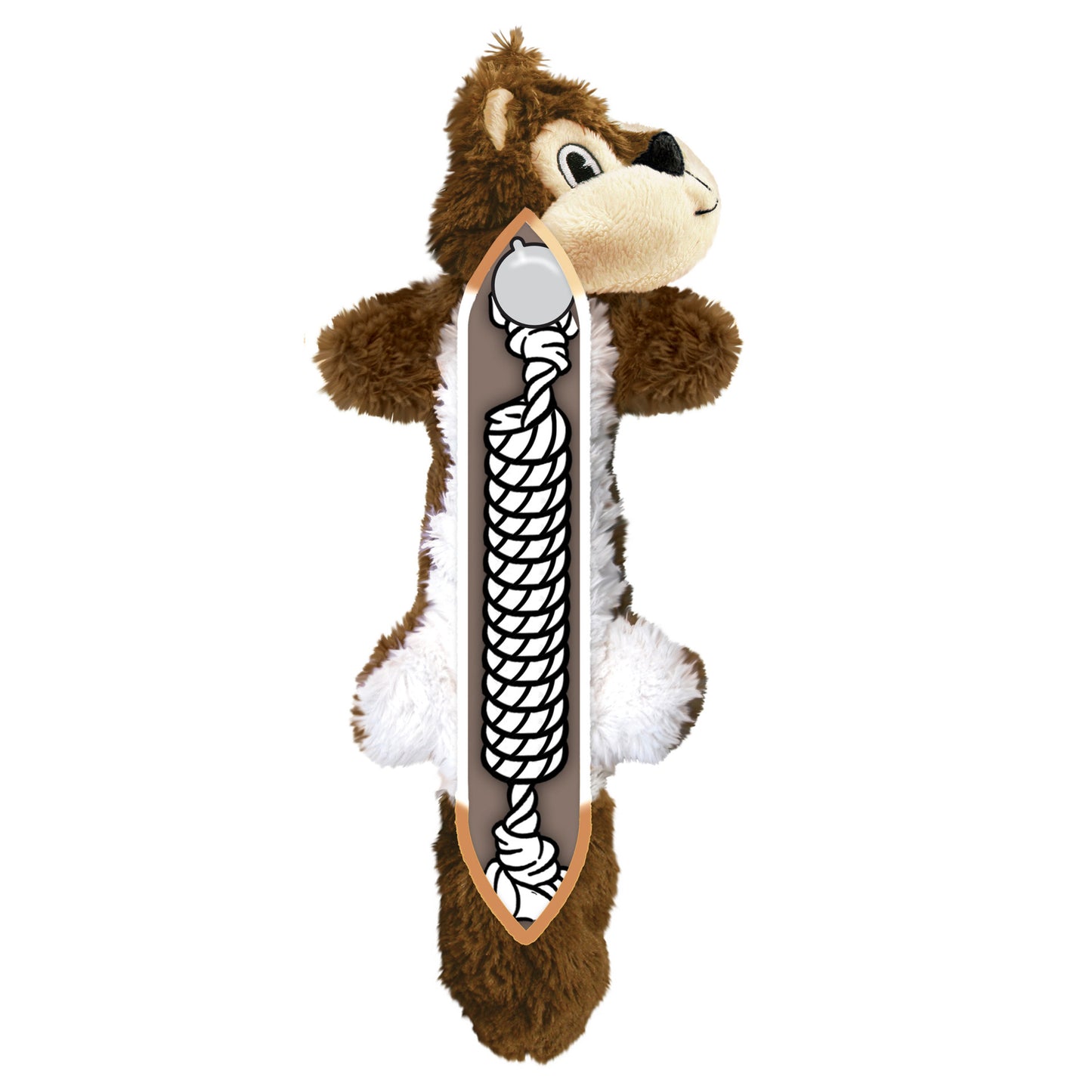 KONG Scrunch Knots Squirrel dog toy with a snake design on a white background
