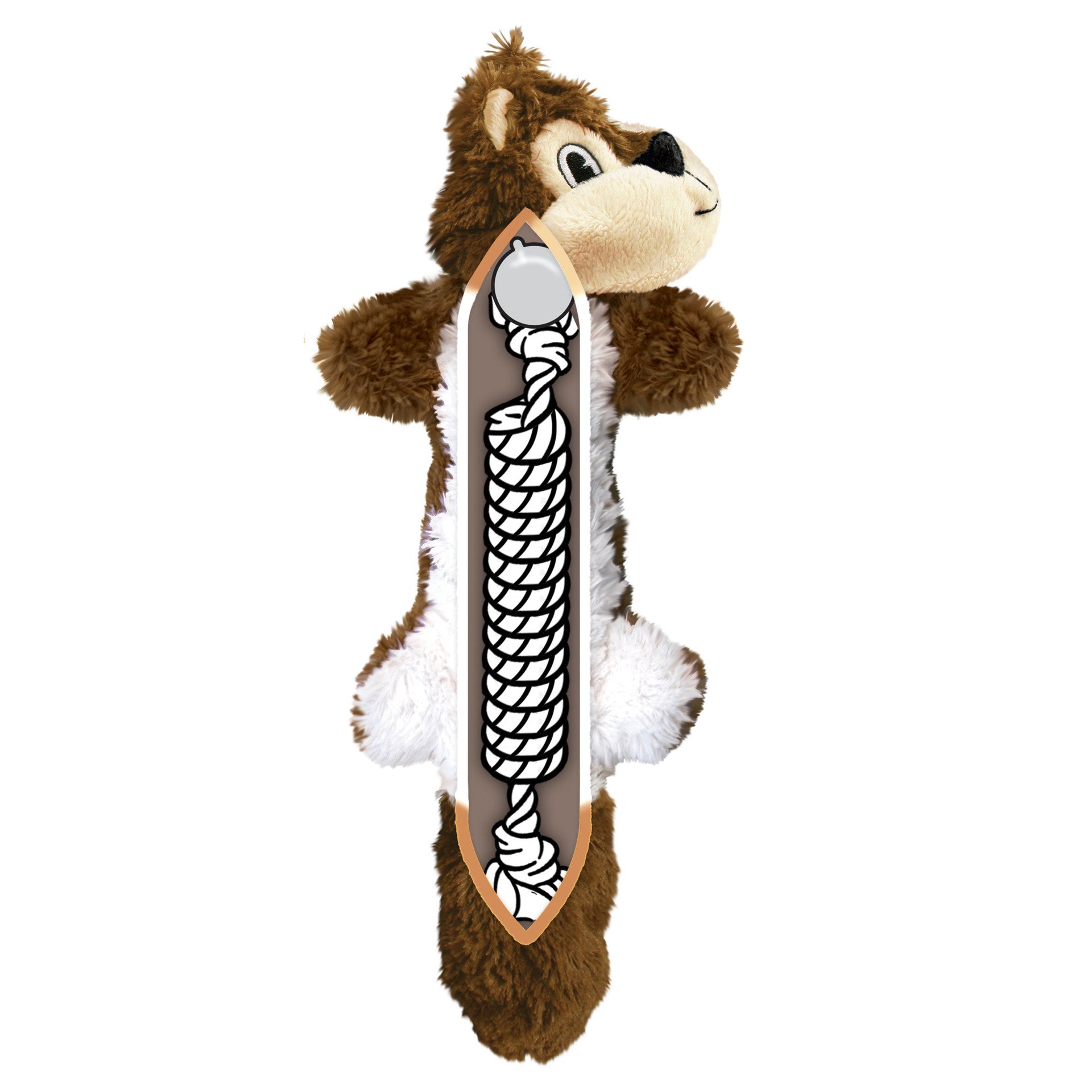 KONG Scrunch Knots Squirrel dog toy with a snake design on a white background