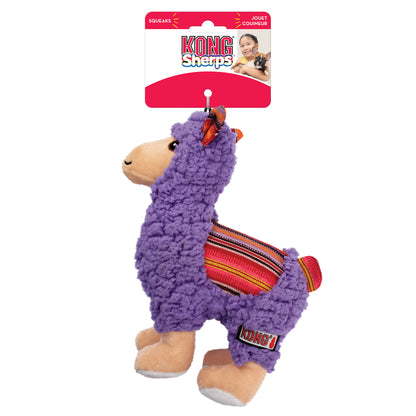 KONG Sherps Llama dog toy with colorful details on a white background