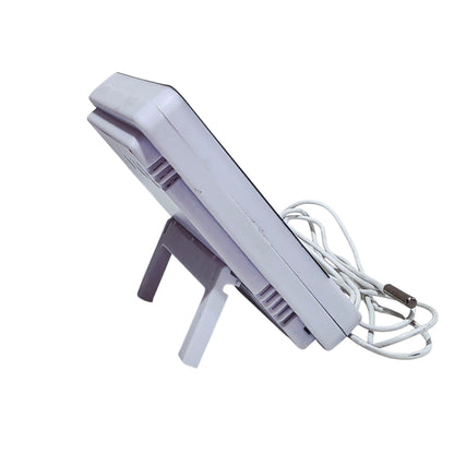 White Hygrometer Thermometer electronic device with a stand on a white background