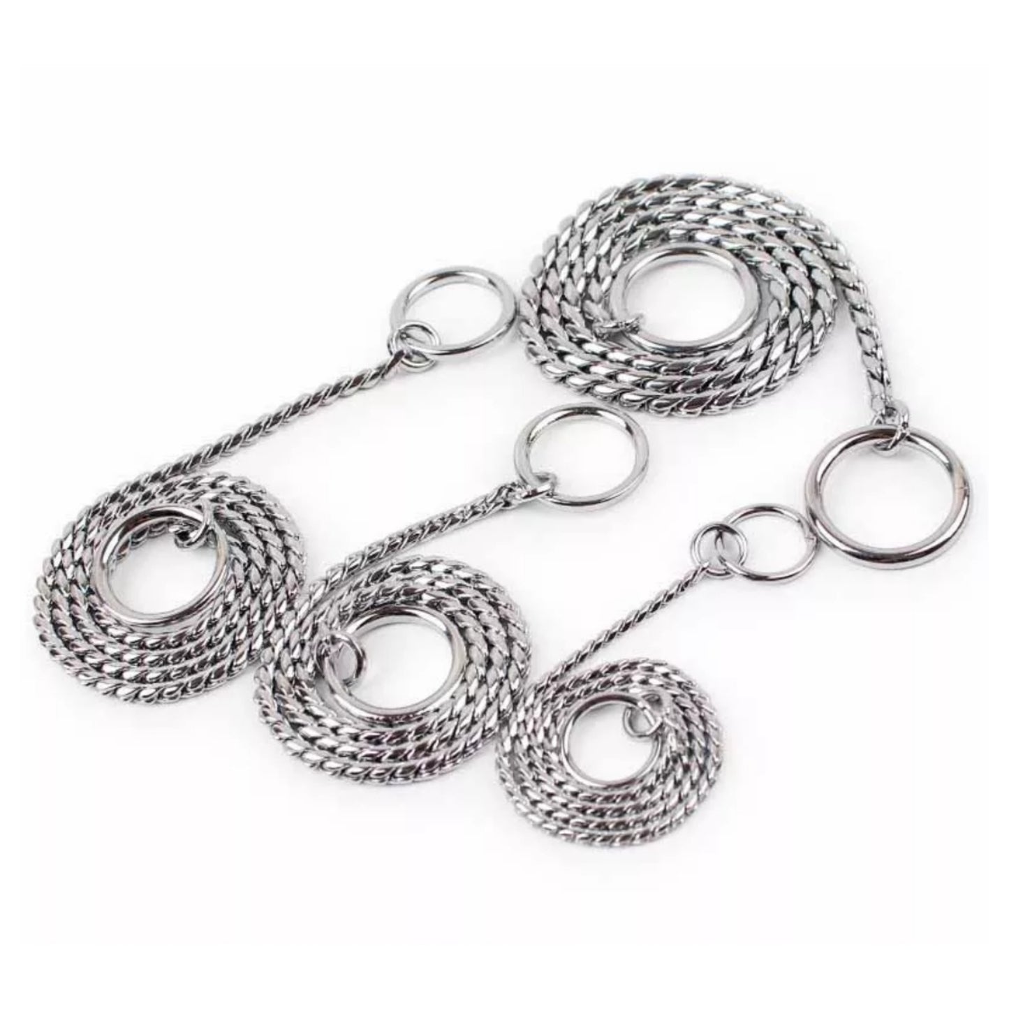 Chrome chain for dogs on a white background