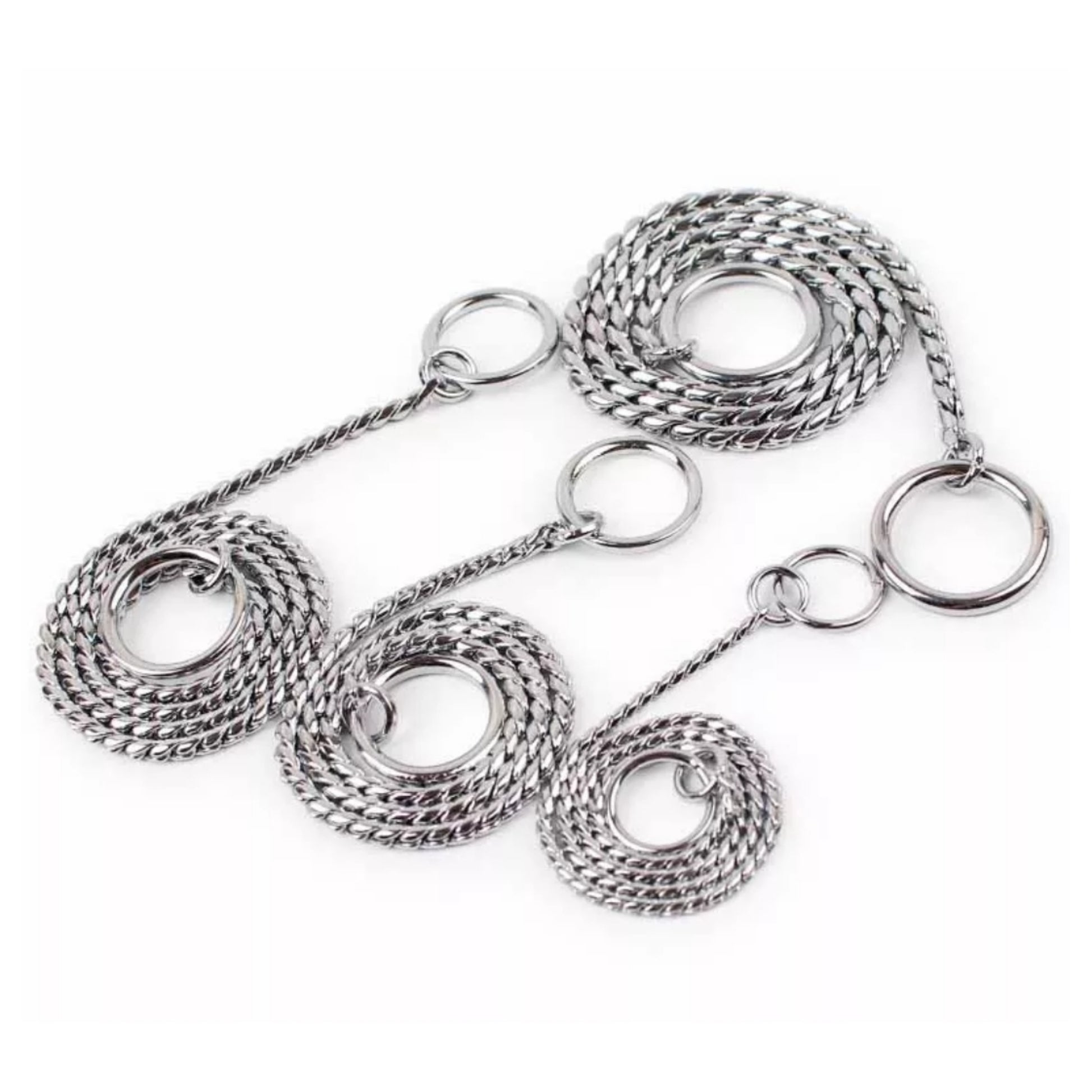 Chrome chain for dogs on a white background