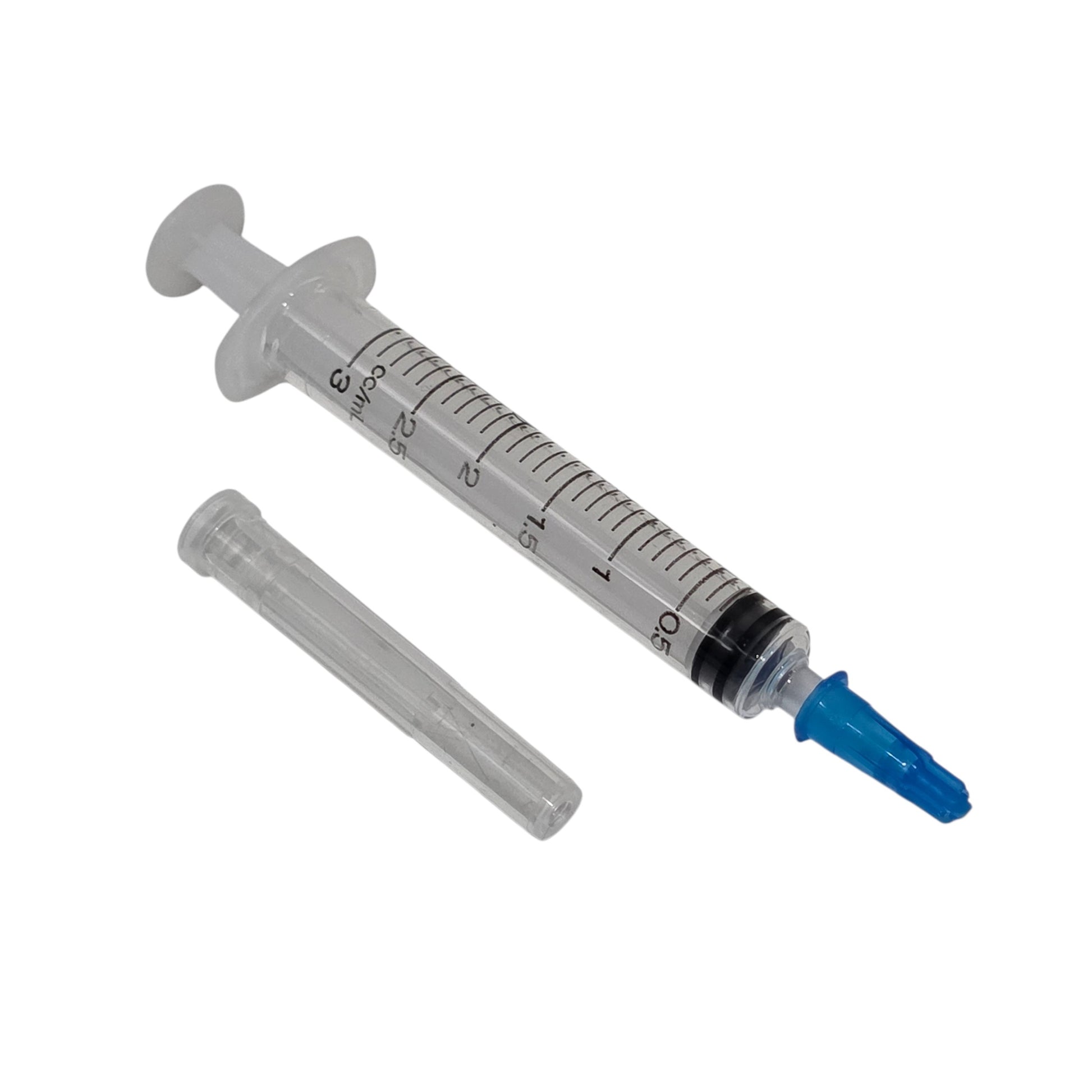 Sterile Sringe cap on a syringe on a white background