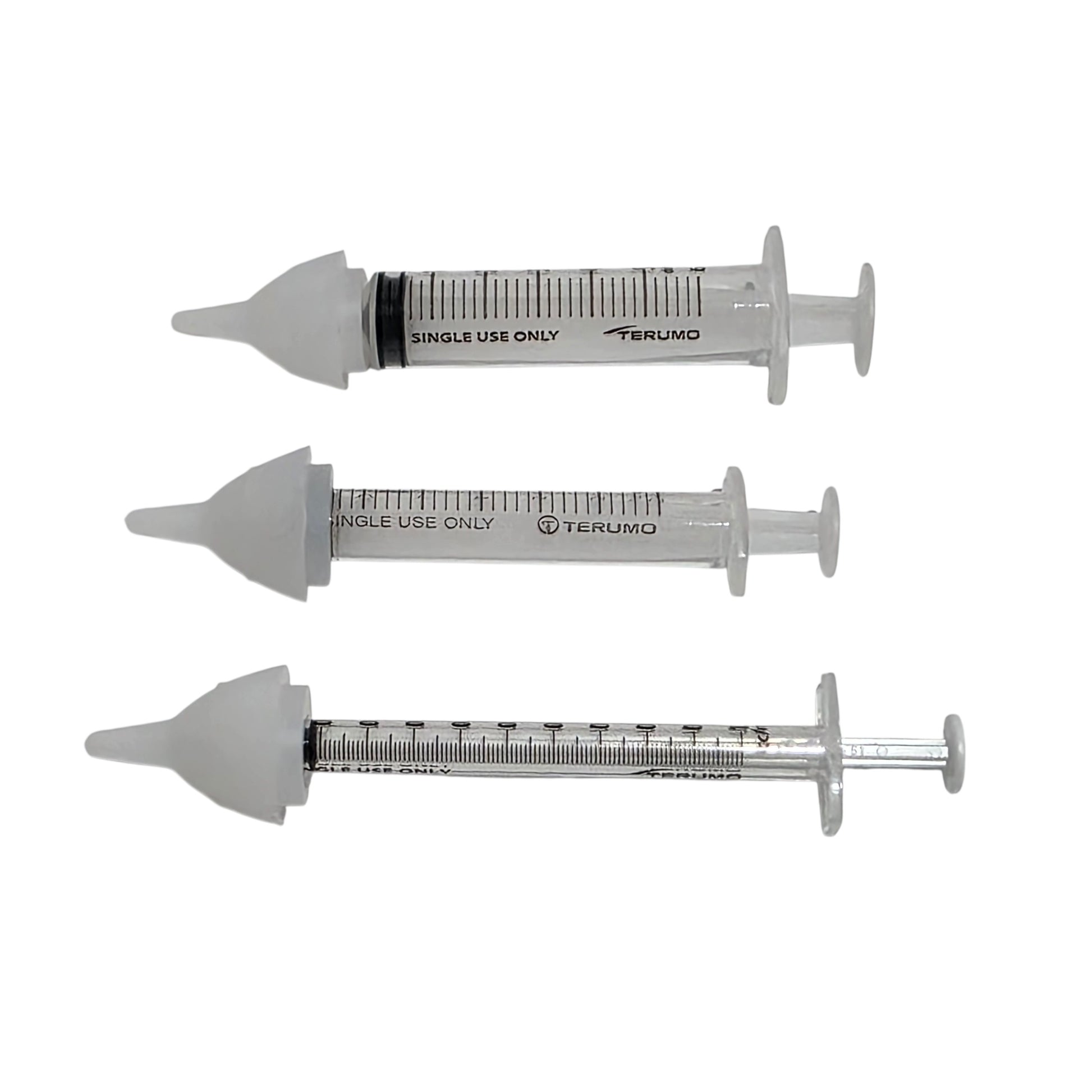 Three syringes with three SuckleSoft teats - a Sucklesafe Feeding Kit 
