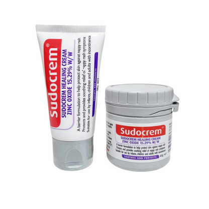 Sudocrem Tube and Tub on a white backround