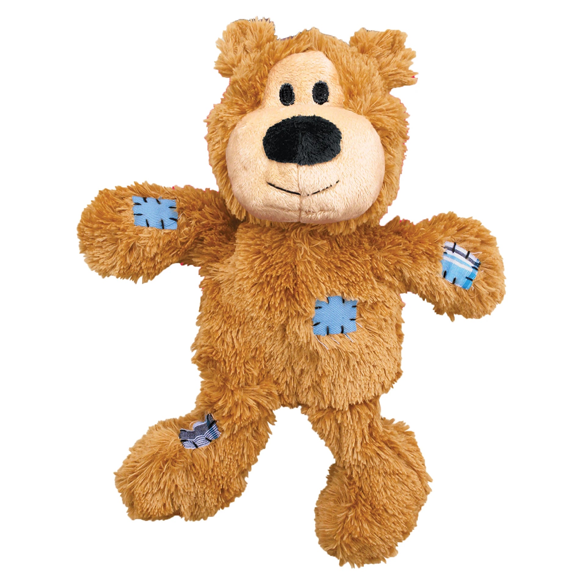 KONG Plush toy Wild Knots Bear with blue patches on a white background
