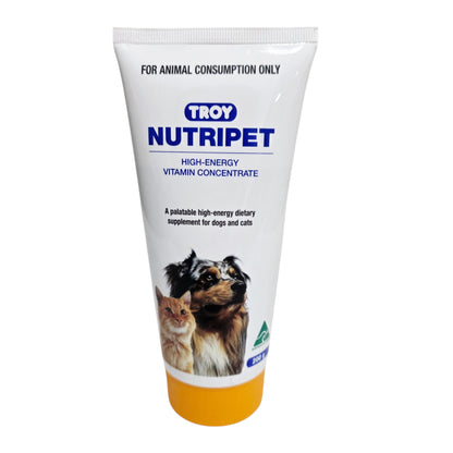 Troy Nutripet high-energy vitamin concentrate tube for animals on a white background