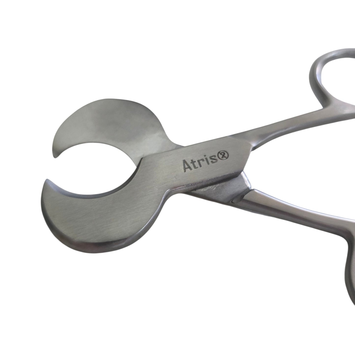 Umbilical Cord Scissors close up with 'Atris' branding on a white background