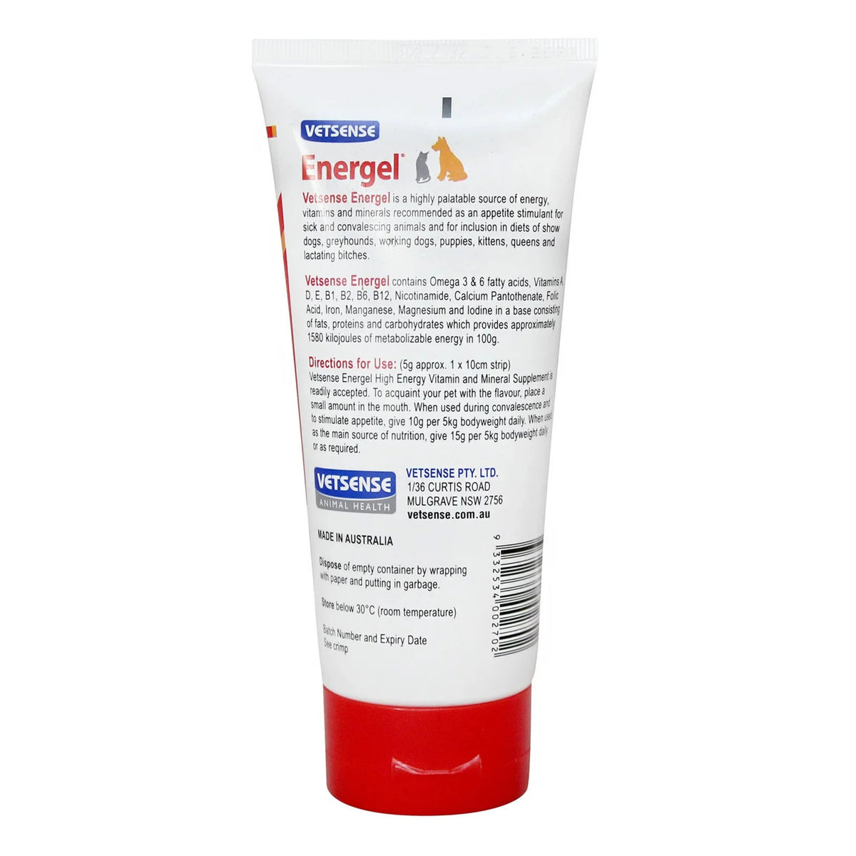 Vetsense Energel Supplement Tube & Syringe | Oz Fur Kids – Oz Fur Kids ...