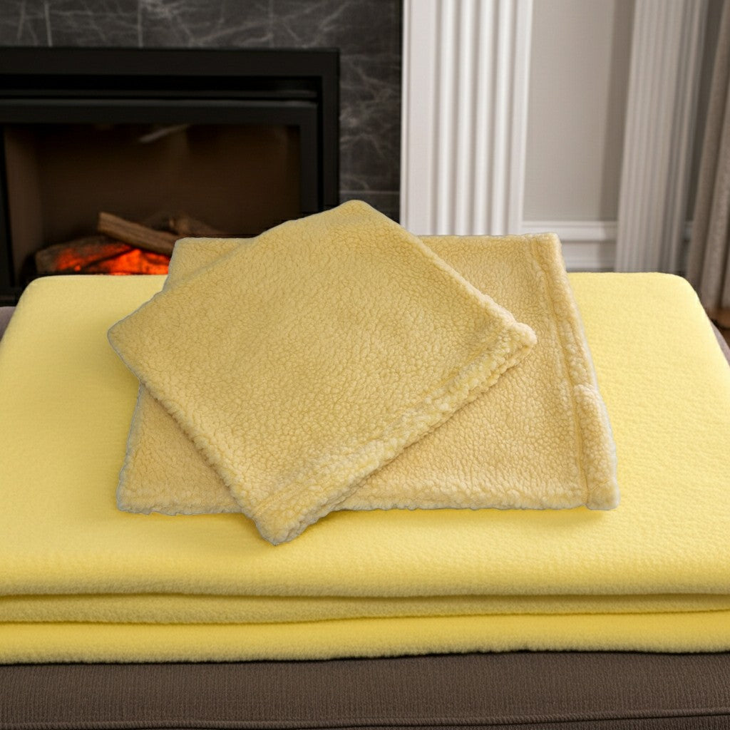 Two Warm.A.Pet Sherpa Covers by a fire
