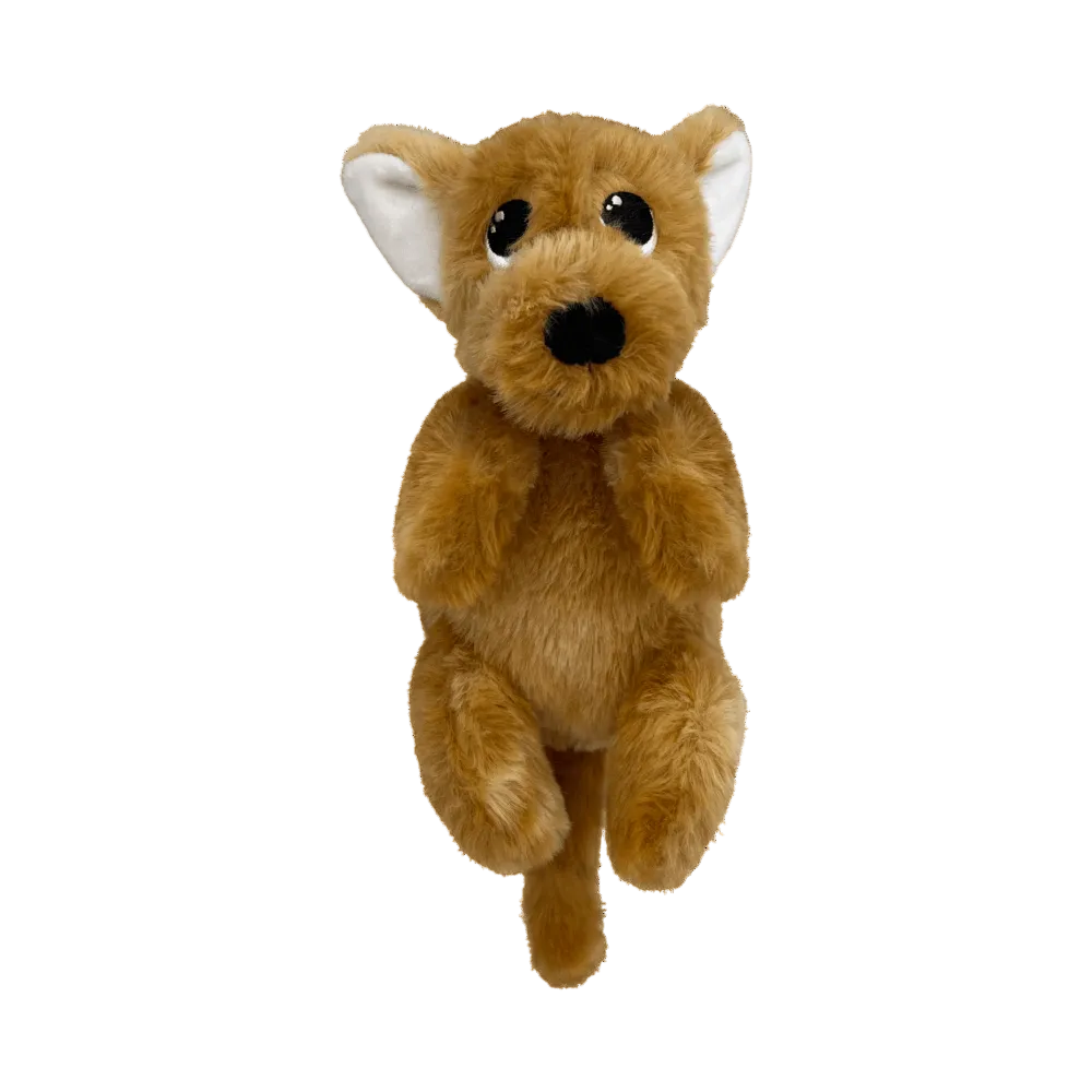 KONG comfort pups peanut dogPlush toy on a white background
