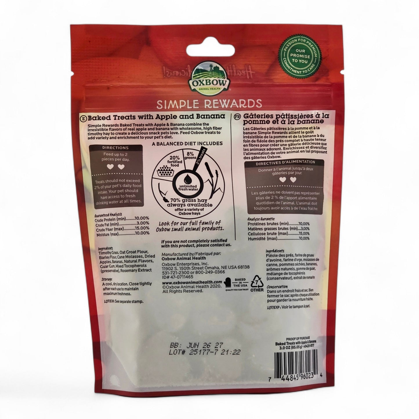 Oxbow Simple Rewards Baked Treats With Apple and Banana