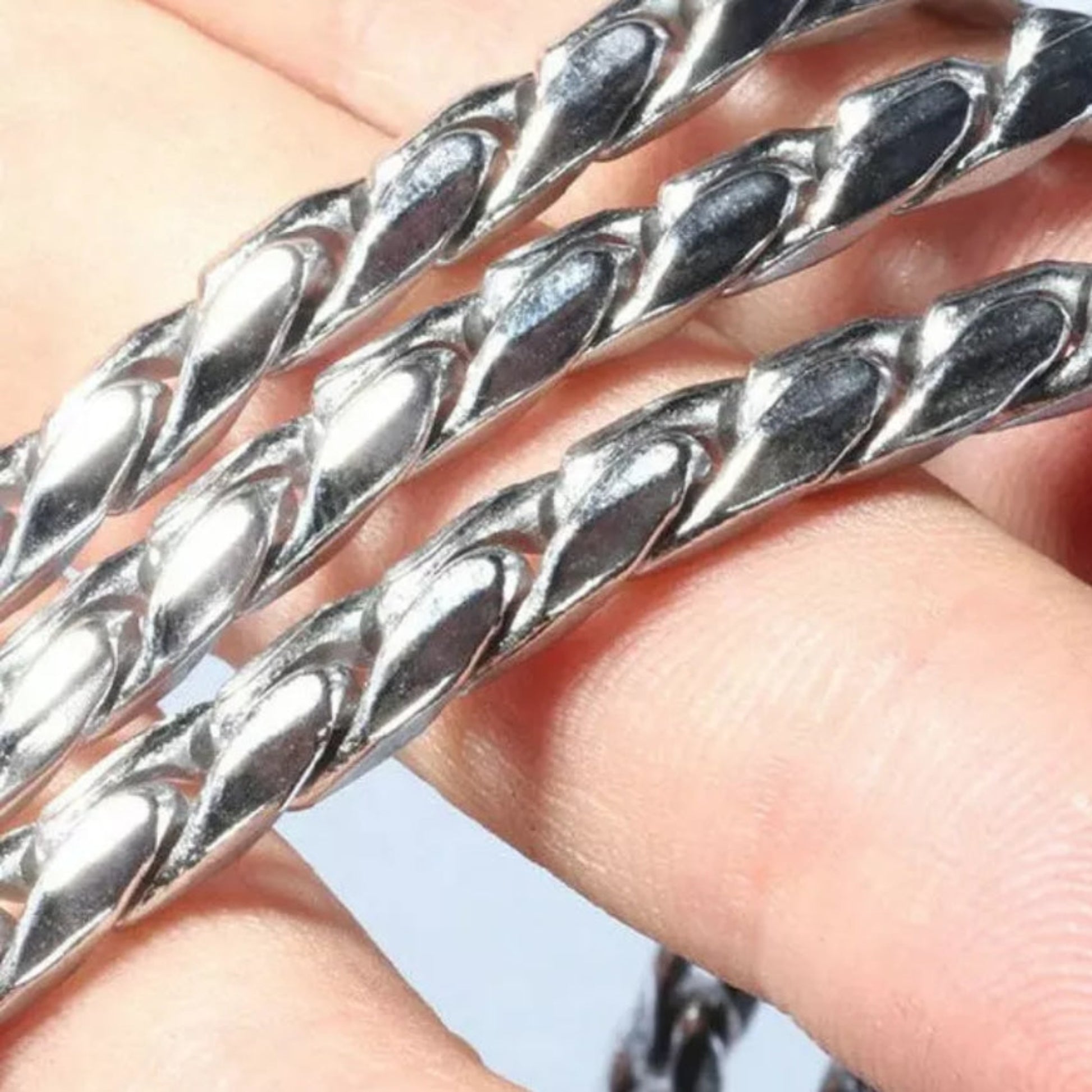 Chrome links on snake chain for dogs