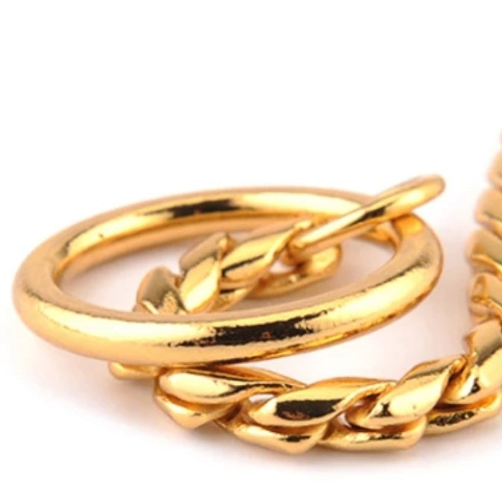 Gold show snake chain on a white background
