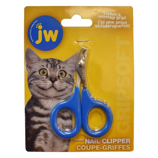 Package of 'GripSoft' brand cat nail clippers with a picture of a cat on the packaging.