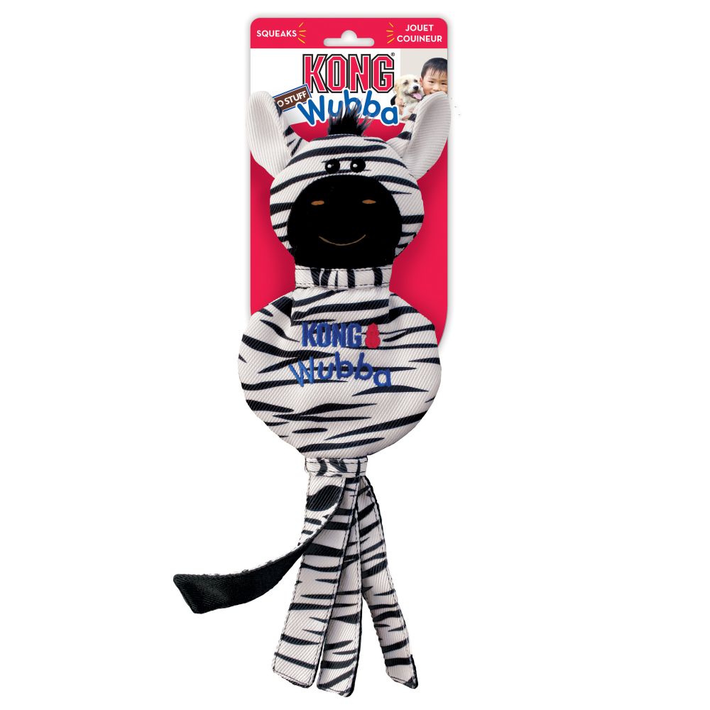 KONG Wubba No Stuff Zebra on a white background