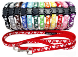 Now Also Available in Sets of 13! Puppy Paws Hearts & Paw Print ID Collar & Optional Leads from