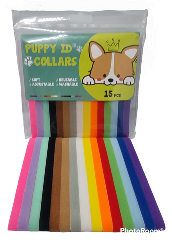 Soft Velcro Puppy ID Bands 35cm or 40cm - Set of 15
