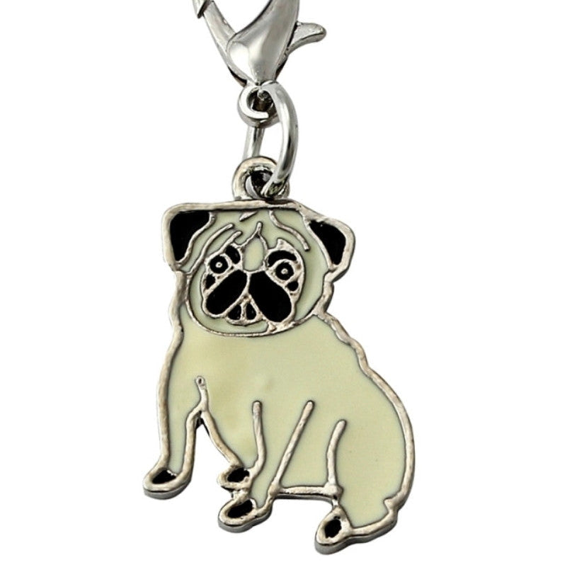 Pug Key Tag on white background