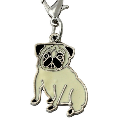 Pug Key Tag on white background