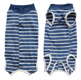 Blue Stripe Snap Button Dog Recovery Surgical Suits - Mastitis & Weaning - Small to Larger Dogs